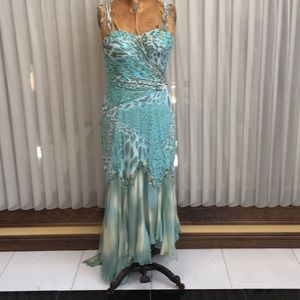 Leopard print evening dress with spaghetti strap